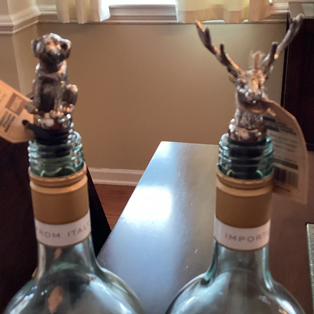 Pewter Stag and Bulldog Wine Bottle Stoppers